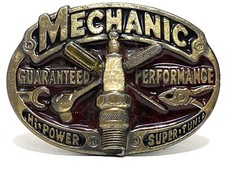 1982 Enameled Mechanic Tradesman Metal Belt Buckle by Great American Buckle co.