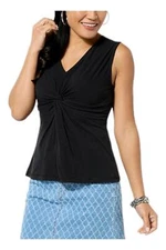 DG2 by Diane Gilman Women's Front Twist Tank Top Black