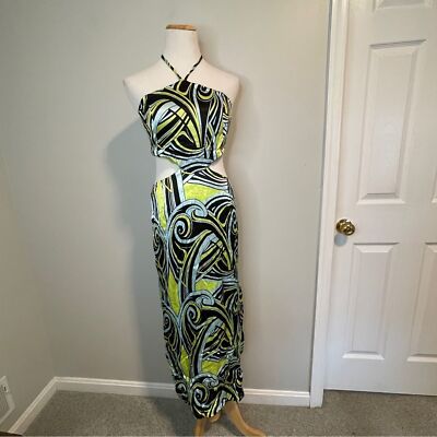 Topshop graphic swirl halter midi dress in multi Black Green Blue | eBay Topshop graphic swirl halter midi dress in multi Black Green Blue | eBay