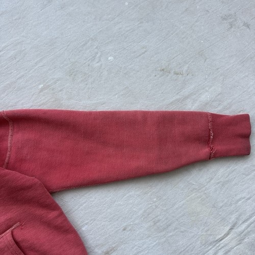 Vintage 1950s 60s Faded Red Cotton Hoodie Pullover Sweatshirt Sportswear Top - Picture 7 of 15