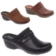 "AS IS" Clarks Marion Coreen Leather Wedge Clog 639220-J