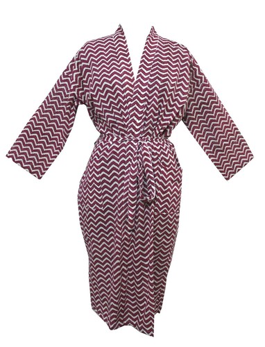 Indien Noir Singe Coton Robe Long Kimono Peignoir Pyjama Nuit Costume