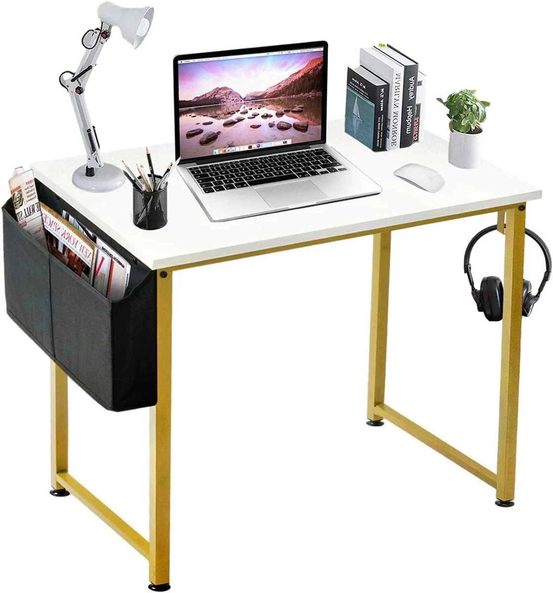 Small Computer Desk White Writing Table for Home Office Small