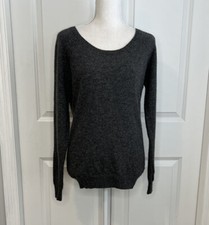 Grey Cashmere Women's Sweater Soft Scoop Neck Fall Quiet Luxury Winter Neutral