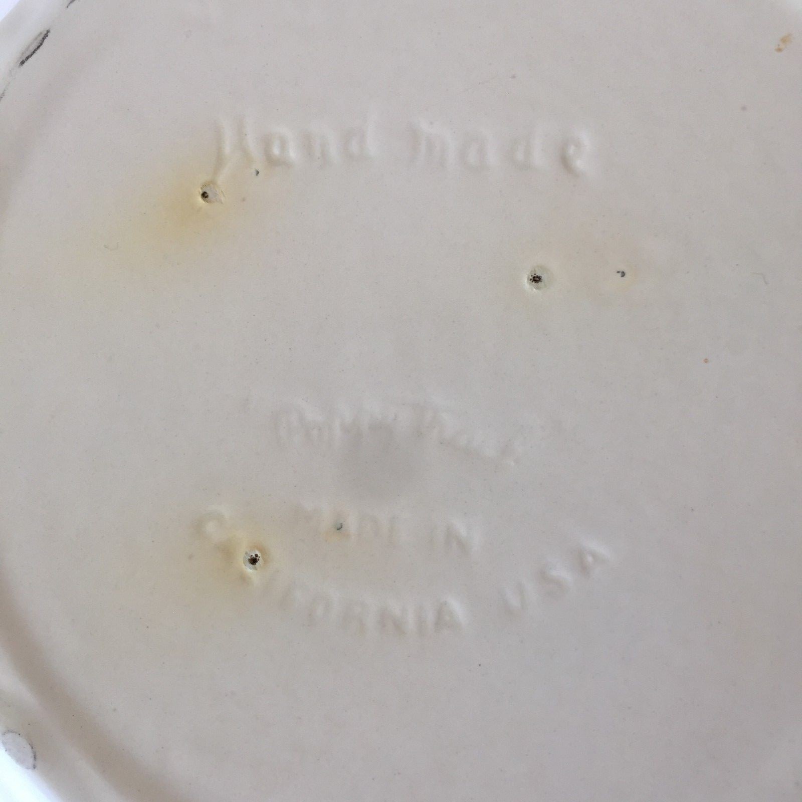 Poppy Trail Hand Made in California USA Yellow White Branch Tray Art Pottery