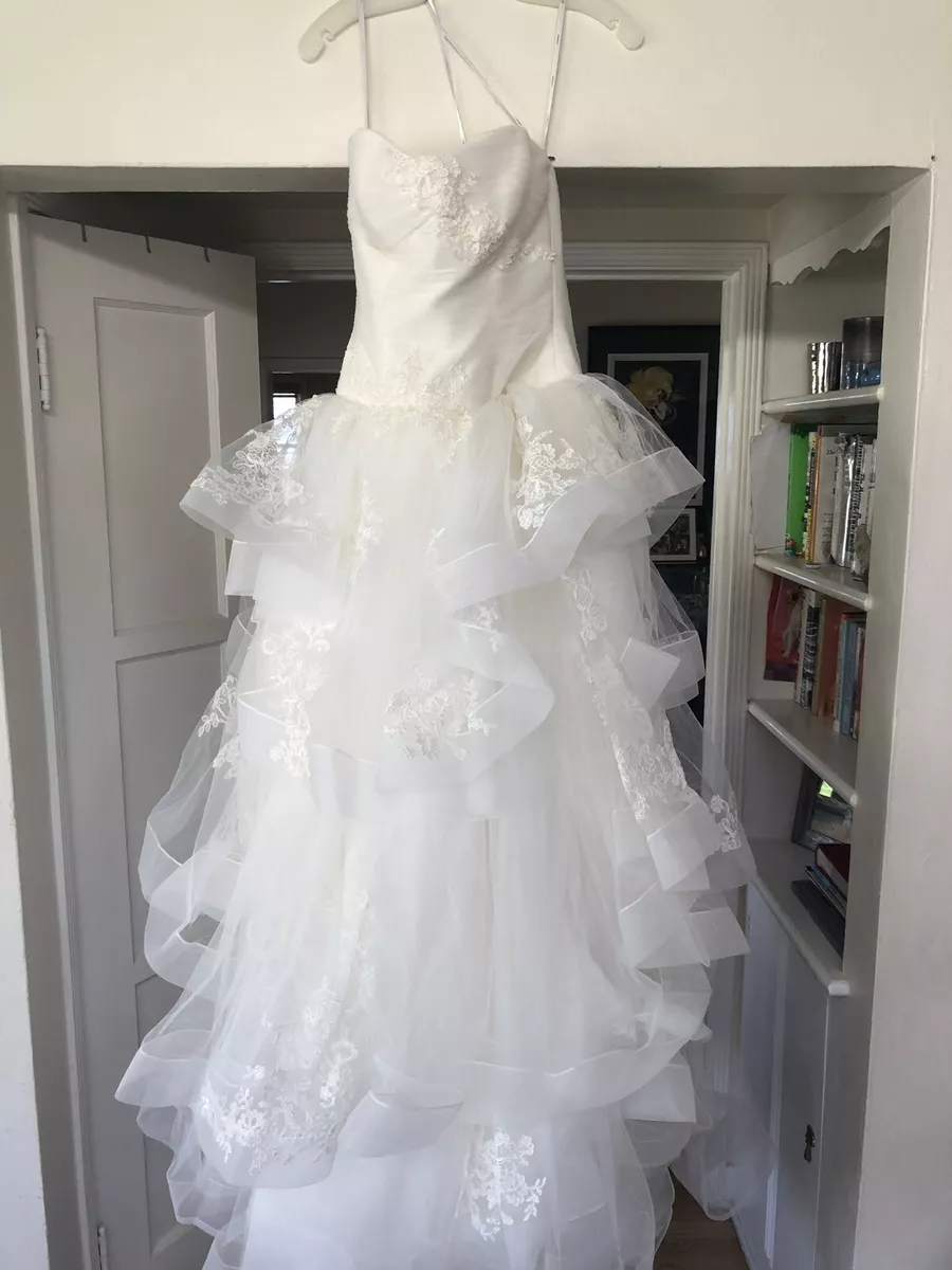NEW Vera Wang White Strapless Tulle Wedding Dress Princess VW351197 Size 6 Ivory