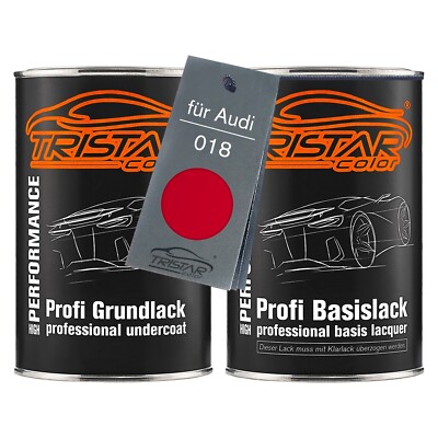 Autolack Set Dose spritzfertig für Audi 018 Tornadorot Grundlack Basislack 2,0L
