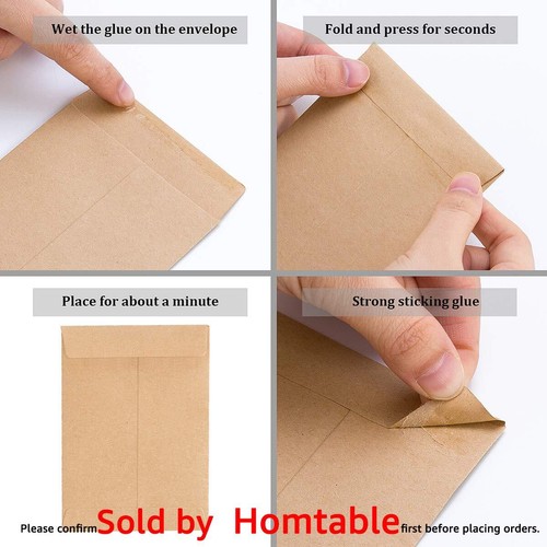 100 Pack Kraft Small Coin Envelopes Self-Adhesive Kraft Seed Envelopes Mini - Picture 3 of 6