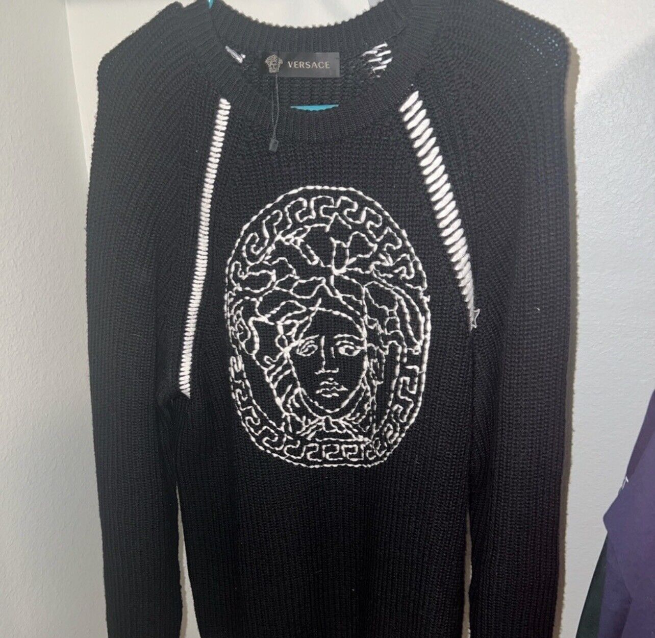 Versace Medusa head knitted wool sweater sweatshi… - image 1