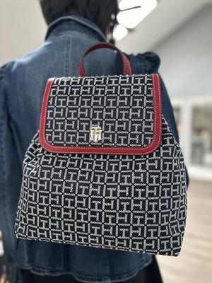 Tommy Hilfiger Red and Black Women\'s Backpack with Gold Logo Amazon.com: Tommy Hilfiger Womens Jaden Plus Backpack, Black  main image 2