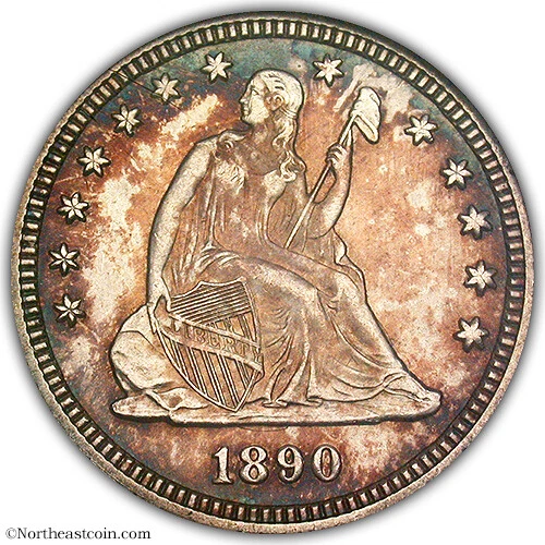 1890 Liberty Seated Quarter NGC MS66