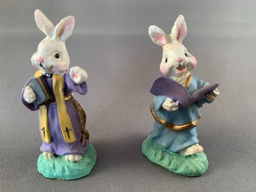 COTTONTAIL LANE 2pc Set MINISTER & CHOIR SOLOIST EASTER COLLECTIBLE MIDWEST NEW - Foto 1 di 3