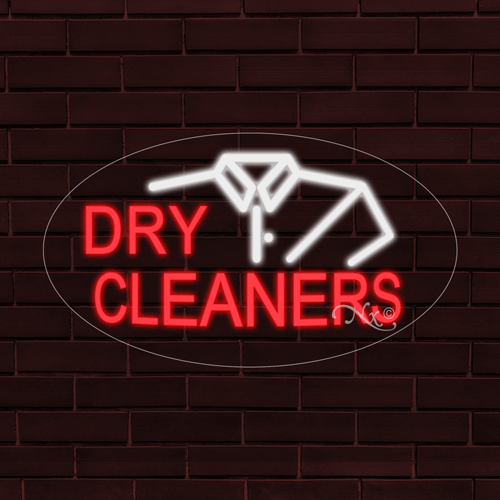NEW "DRY CLEANERS" OVAL w/LOGO 28x16 INCH LED FLEX WINDOW/WALL INDOOR SIGN 34033 - Picture 1 of 1