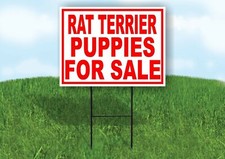 Rat Terrier PUPPIES FOR SALE RED Yard Sign Road with Stand LAWN SIGN