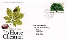 GB 1974 Horse Chestnut FDC Fareham cancel typed with enclosure VGC