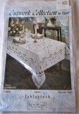 Ivory Cutwork Collection Vinyl Tablecloth Oblong 52" by 72" NEW IN PACKAGE