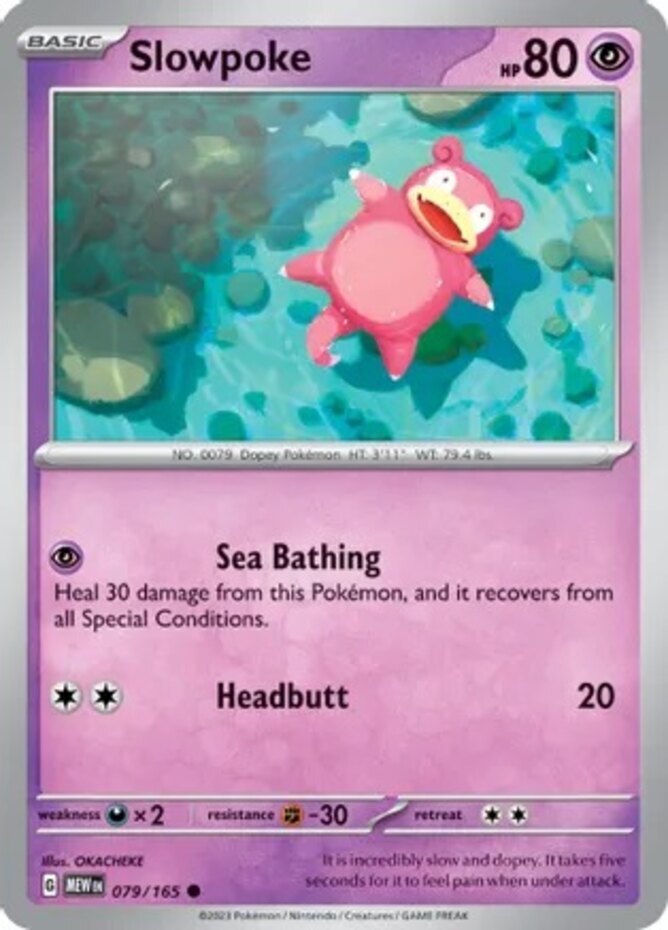 Pokemon Slowpoke - 079/165 - Common NM-Mint Scarlet & Violet - 151