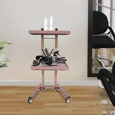 2 Tiers Hairdressing Trolley Salon Trolley Salon Rolling Cart w/ Trays & Wheels