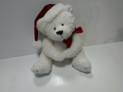 Plush Santa White Polar Bear With Red 