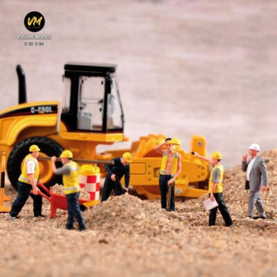 6PCS 1/50 1/64 Construction Worker Scene Prop Doll For Engineering Vehicle Model