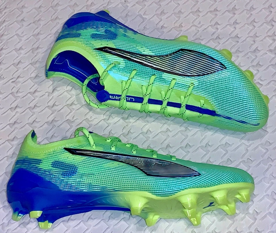 PUMA Ultra 5 Ultimate Fizzy Apple Lime Green Blue FG Soccer Cleats Mens 7 7.5 8 - Image 3 of 4