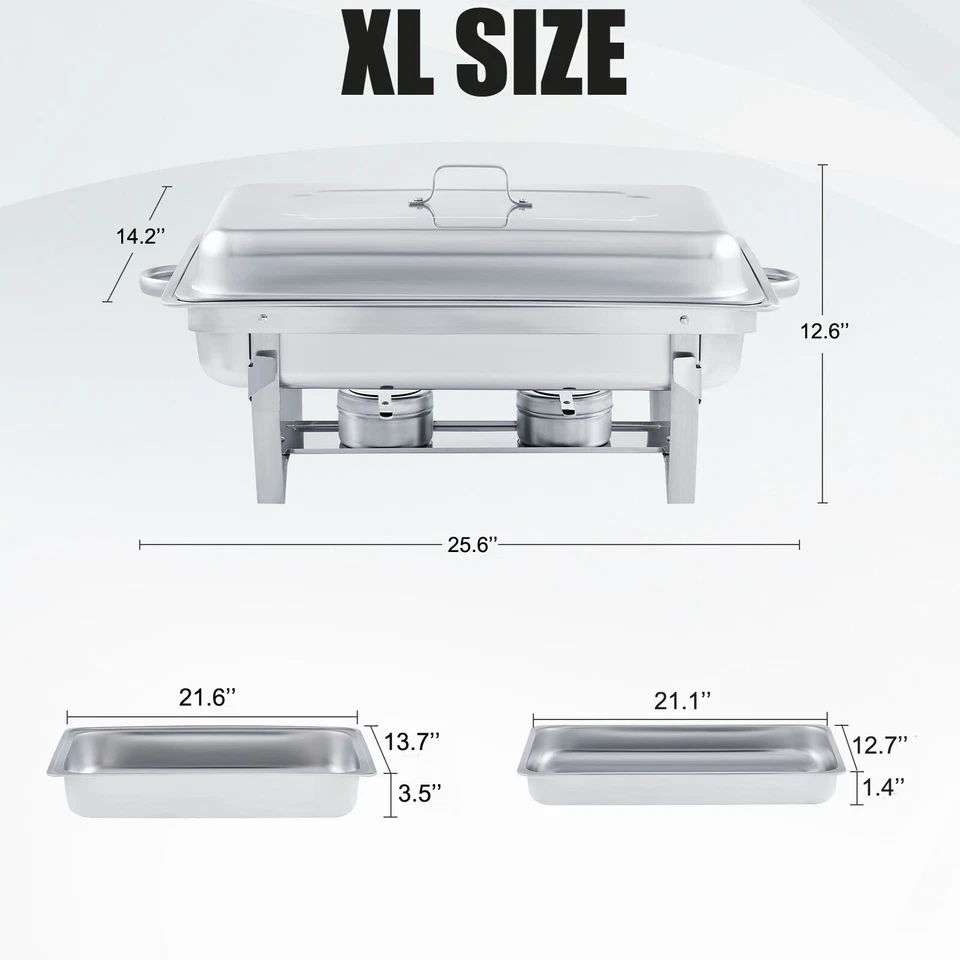 Чафер из нержавеющей стали для общественного питания набор из 4 блюд 13,7 кварты - Изображение 3 из 4