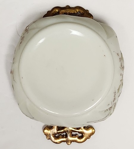 Wave Crest Helmschied Swirl Opal Ware Hand Painted Flowers Open Trinket Pin Tray - Afbeelding 5 van 8