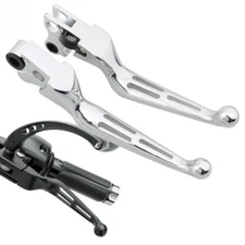 1Set Chrome Hand Lever Brake Clutch Levers For Harley Touring Softail Dyna 96-14