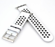 Genuine Leather Smart Watch Band for Apple Watch White Perforated Strap 38mm