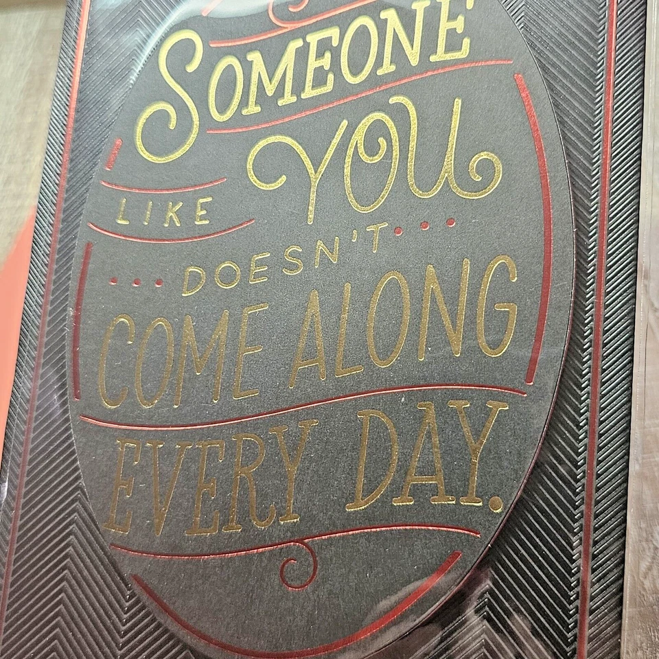 Valentine's Day Card 6x8 Red Jewel Hearts Black 3D Gold Foil American Greetings - Image 2 of 4