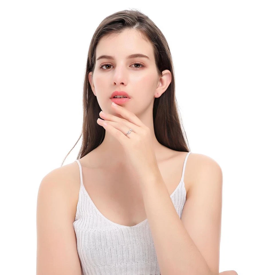 Anillo de mujer enchapado en rodio flor mariposa circón rosa abierto por Matashi talla 6 Foto 2 de 4