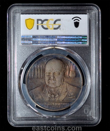 PCGS SP66 1965 Great Britain Death of Winston Churchill Silver Medal toned - Picture 2 of 5