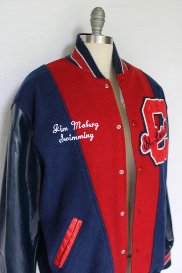 NEFF Eagle High School Lana Vegano Cuero Varsity Letterman Lana Bomber Chaqueta Foto 4 de 4