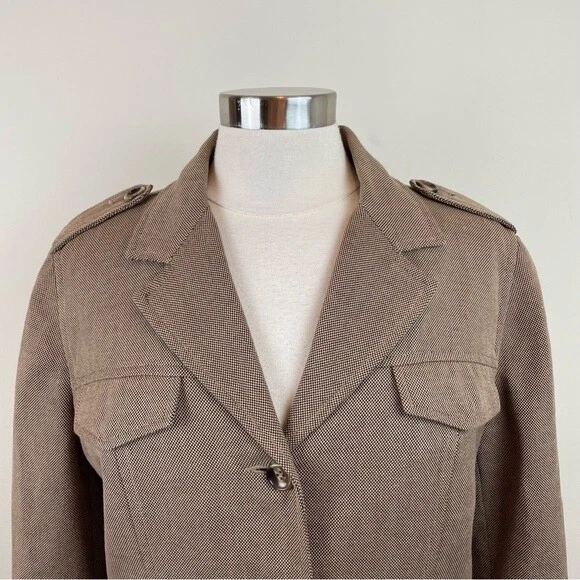 Attention Brown Cotton Button Blazer Jacket Women Size 14 Classic - Image 3 of 4