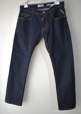 Image of Replay Rocco Deep Blue Cotton Denim Comfort Fit Jeans Size 34