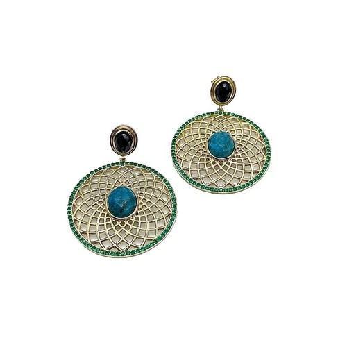 $479 RARITIES CAROL BRODIE GOLD CLAD HAMSA TURQUOISE 18  display picture 2