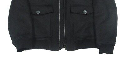 Hugo Boss Red Label Men's Black Shearling Collar Wool Blend Jacket