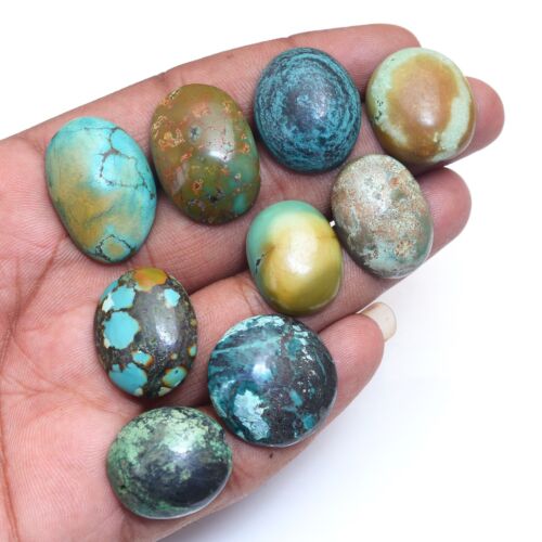 Lote de 9 piedras preciosas sueltas cabujón natural turquesa sin tratar 22 mm-28 mm - Imagen 1 de 5