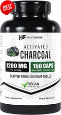 HealthFare Activated Charcoal 1200mg 150 Veg 2 Pack Coconut Shells Non-GMO - US