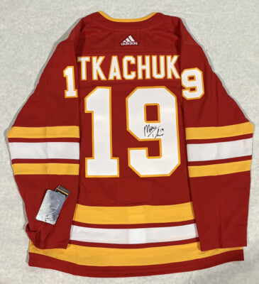 Calgary Flames Matthew Tkachuk Signed Authentic Adidas Retro Jersey Size 54 