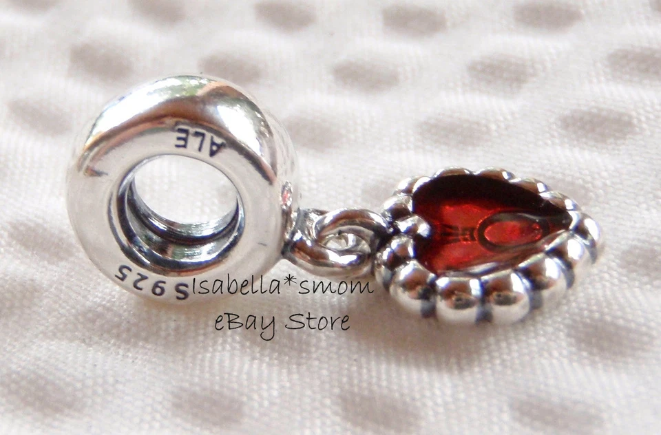 Forever 100% Autentico Pandora Rosso Smalto Cuore Ciondolo Pendente/Perlina - Immagine 2 di 2