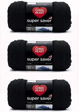 Red Heart Super Saver Black Yarn - 3 Pack of 198G/7Oz - Acrylic - 4 Medium Wors