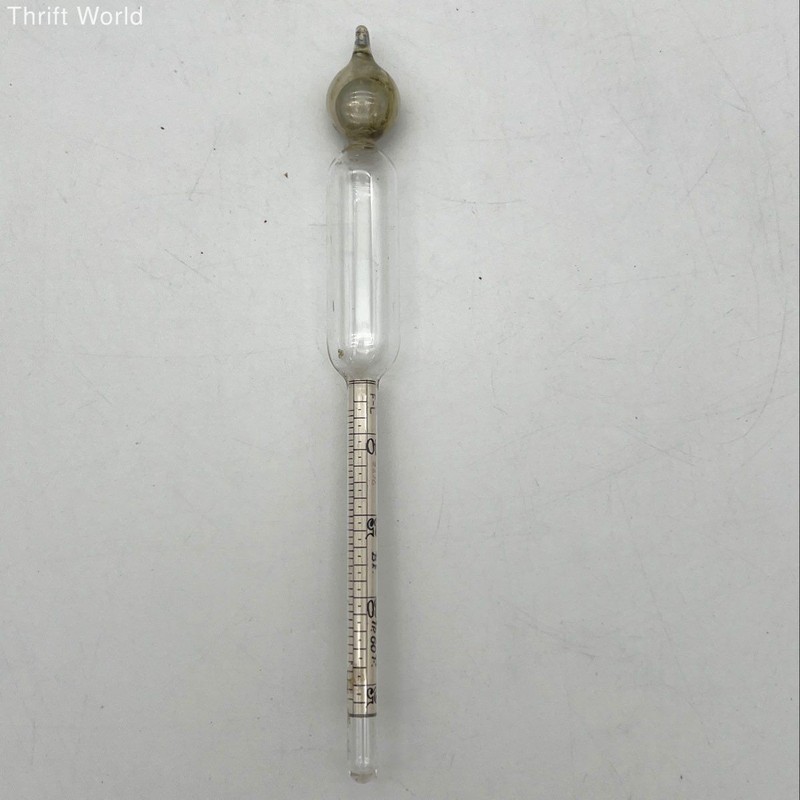 Vintage Glass Hydrometer Scientific Tester Specific Gravity Baumé Scale 6.5"