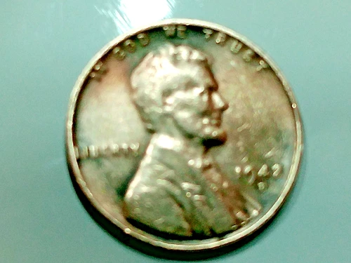 1942-D us copper penny - rb - 3.o gr. -lite tone -full rim - nice stamp - bright