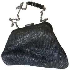 Charming Charlie RSVP Black/Silver Elegant Clutch Detach Bead Rhinestone Chain