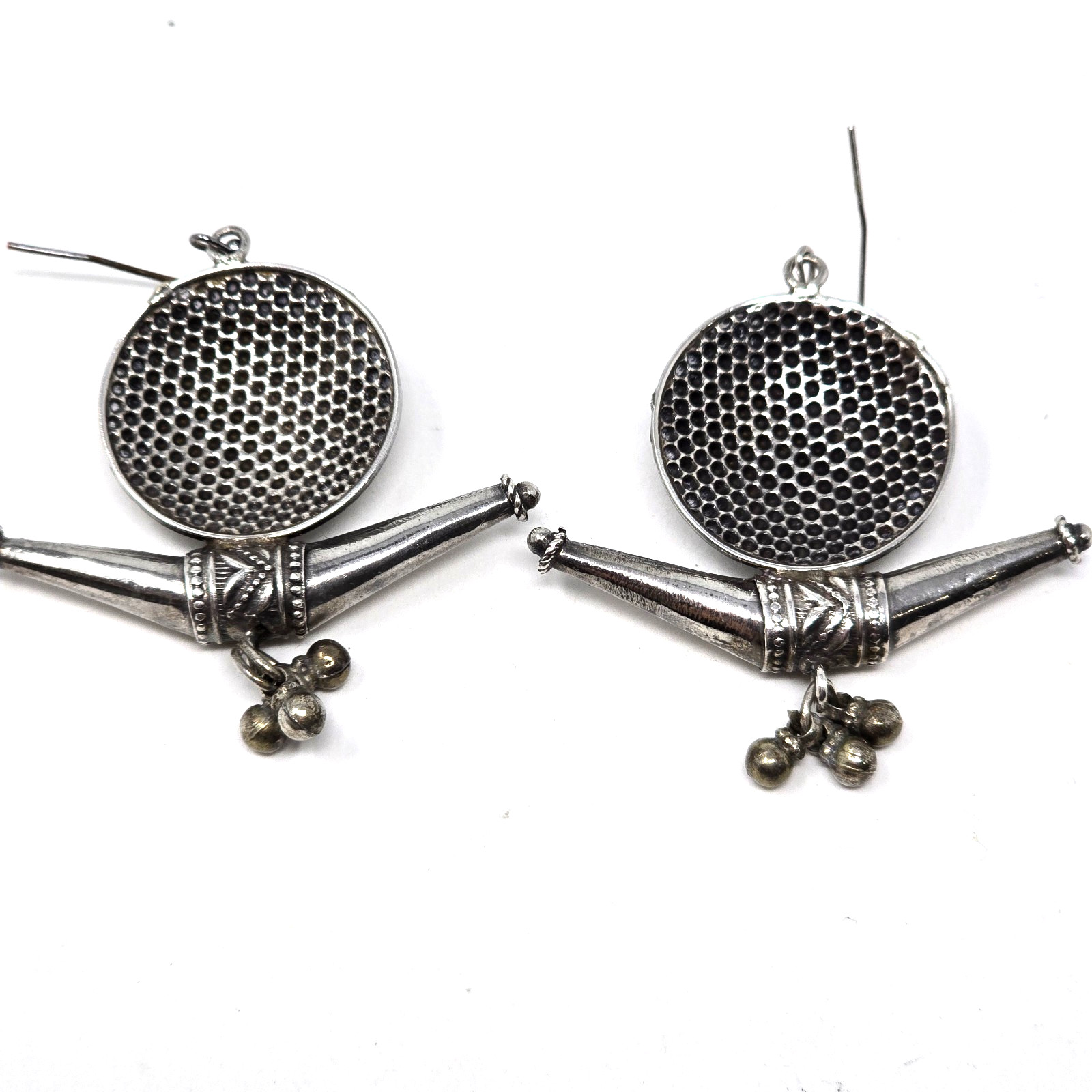 Large Handmade Solid Sterling Silver Earrings, In… - image 4