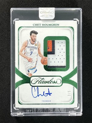 2023-24 Panini Flawless Chet Holmgren #SPA-CHT Emerald Patch Jersey Auto /5