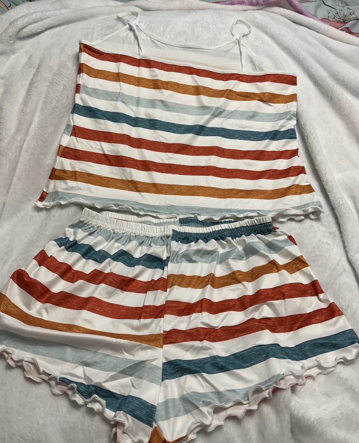 Ladies Womens striped print Pyjamas, 2pc Set Night, Sleeveless Shorts M UK10 image 2