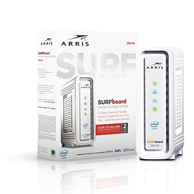 ARRIS SB6190 SURFboard Gigabit+ DOCSIS 3.0 32x8 Cable Modem SB6190 in White