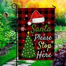 Santa Please Stop Here Christmas Funny Santa Stop Here Graden Flag